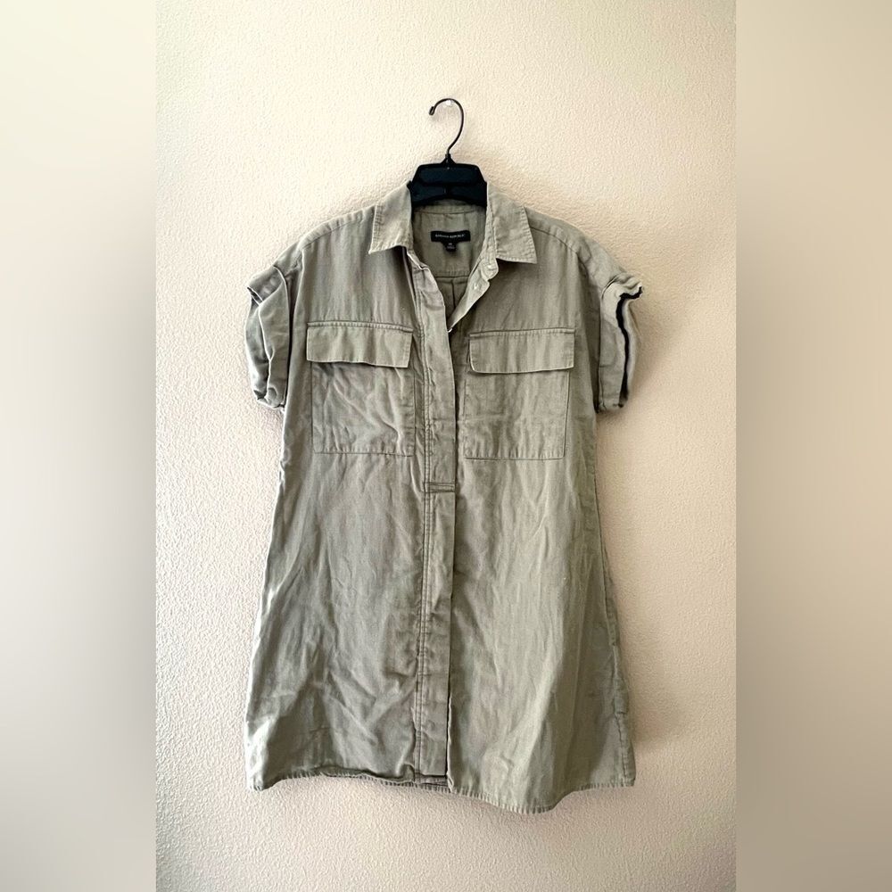 Banana Republic Green Utility Shirtdress - Picture 3 of 11